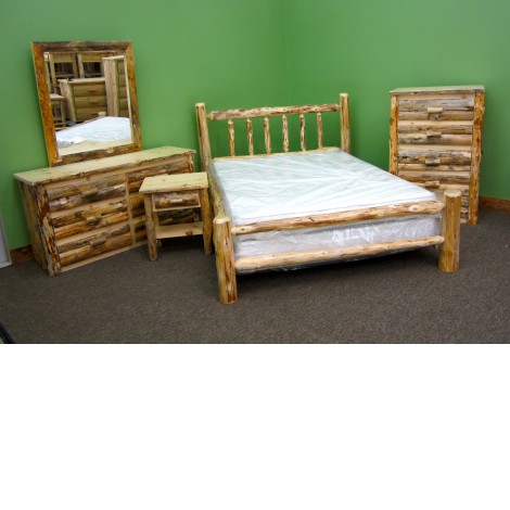 Northern Rustic Pine 5 PC. Log Bedroom Set